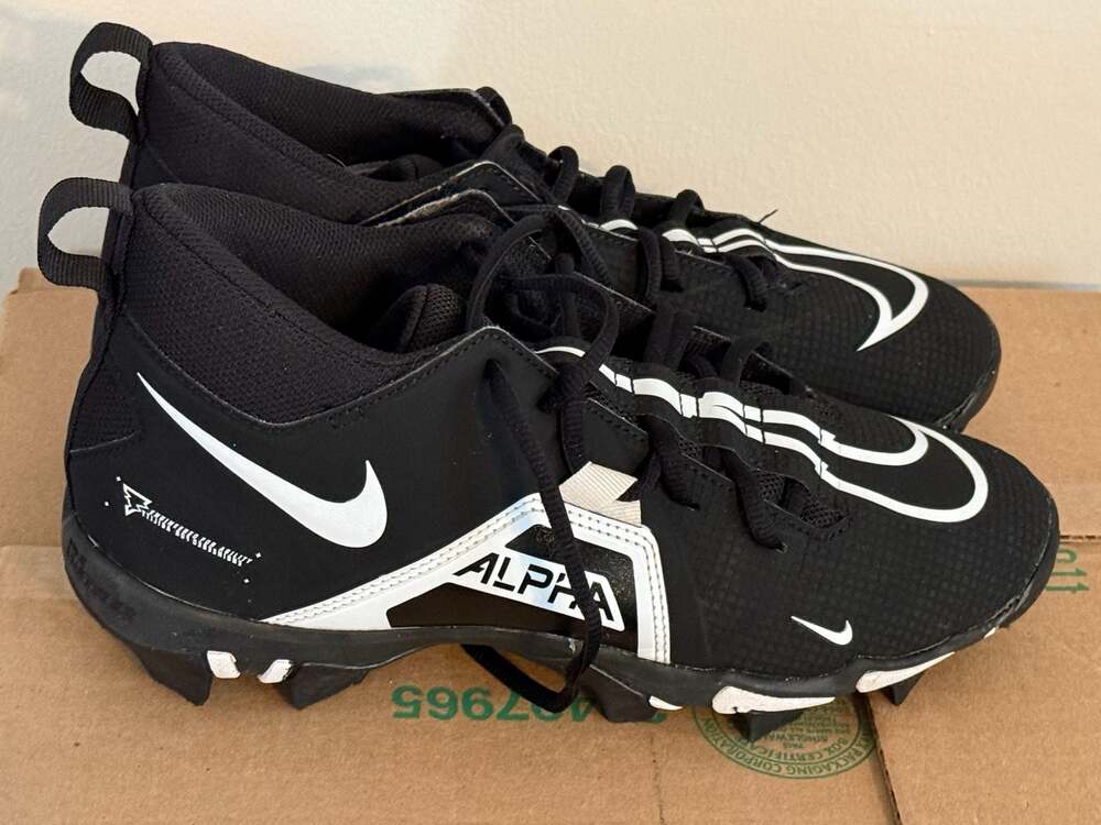 Nike Alpha Menace 3 Shark Mid Football Cleats Black White CV0582-001